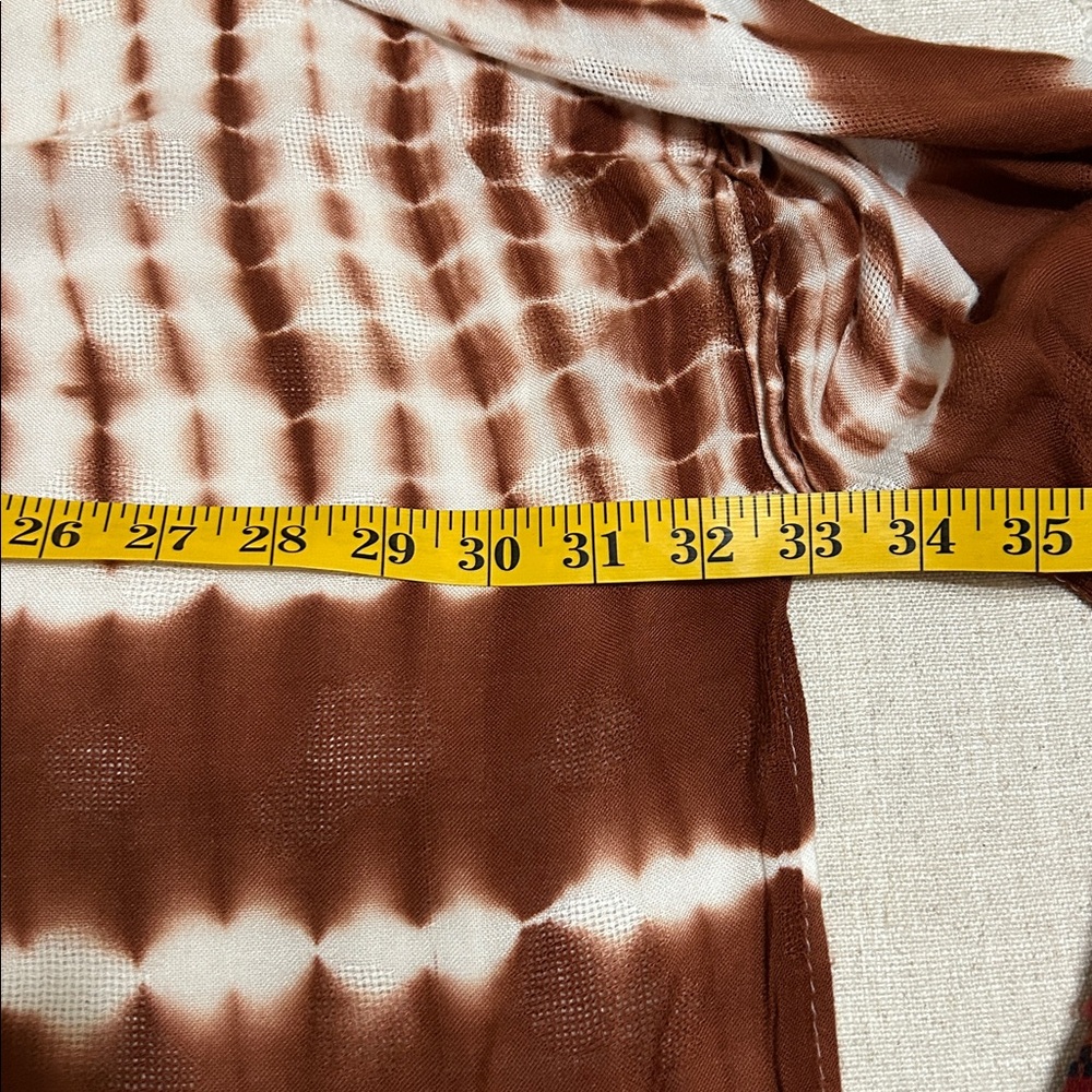 Angie Kimono Women’s One Size Brown Tie-Dye Fringe Boho Kaftan Coverup - Picture 15 of 16